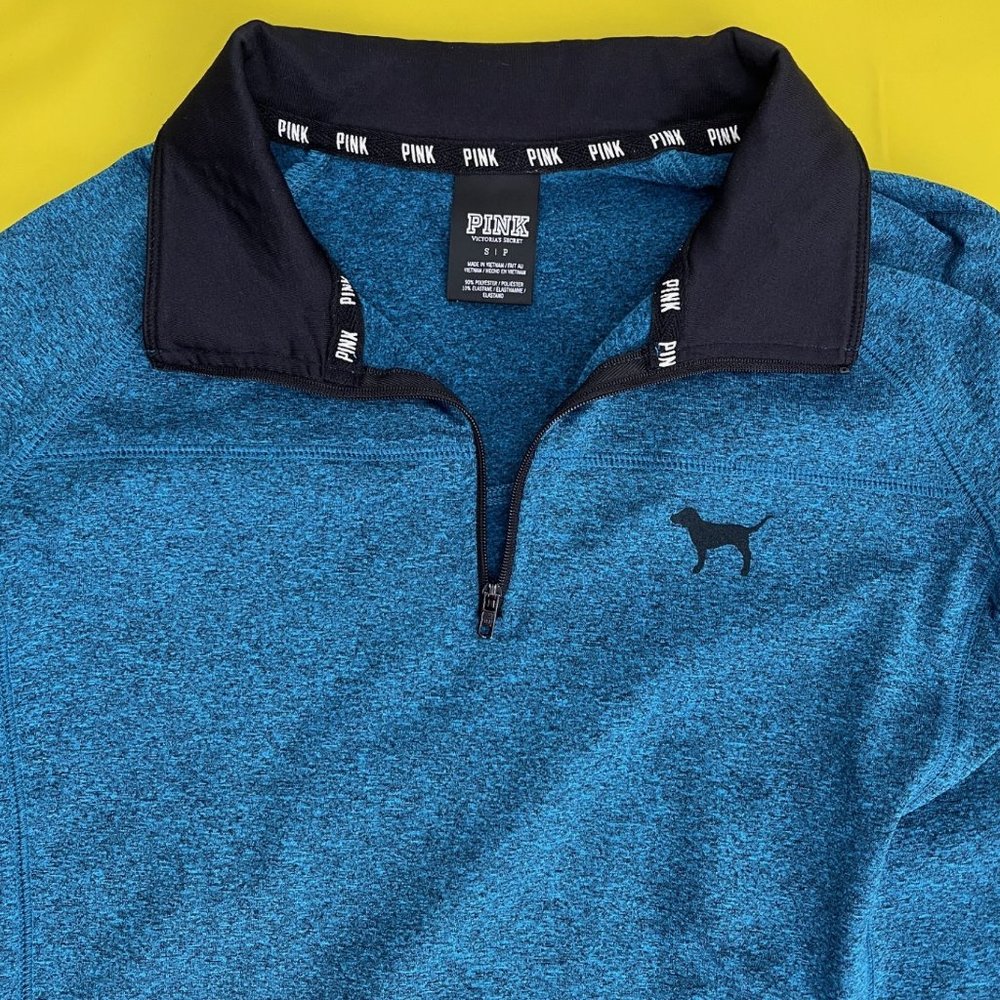PINK Victoria's Secret 1/4 zip Pullover, Blue, Size S - Picture 3 of 7